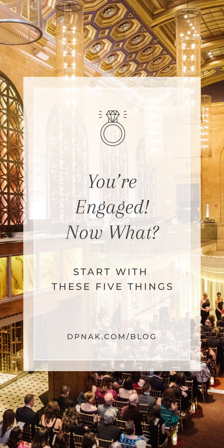 people sitting at tables with the words you're engaged now what? start with these five things