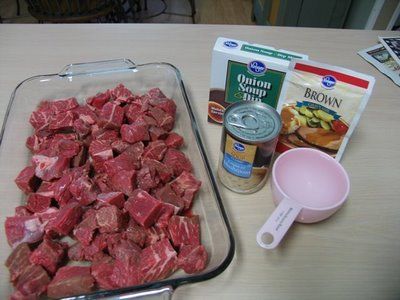 the meat is ready to be cooked in the oven and put into the casserole dish