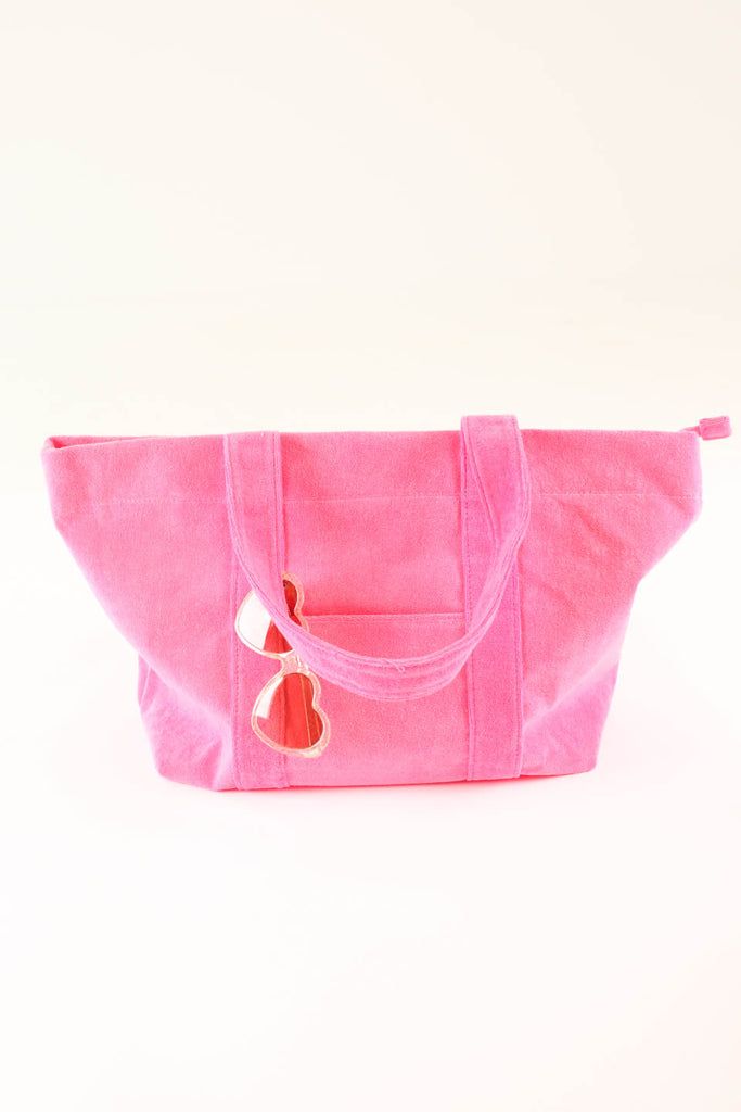 Endless Sun Tote Bag - Pink Terry Cloth, Pink Bag, Final Sale, Handles, Sun, Tote Bag, Zipper, Pink, Quick Saves