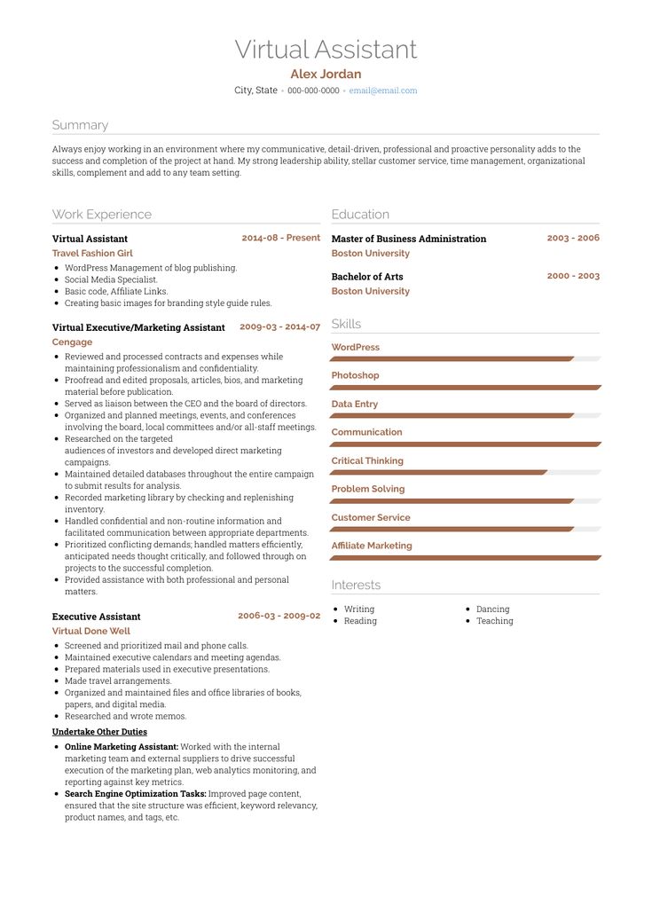 a professional resume template for an office worker, it is well organized and ready to use