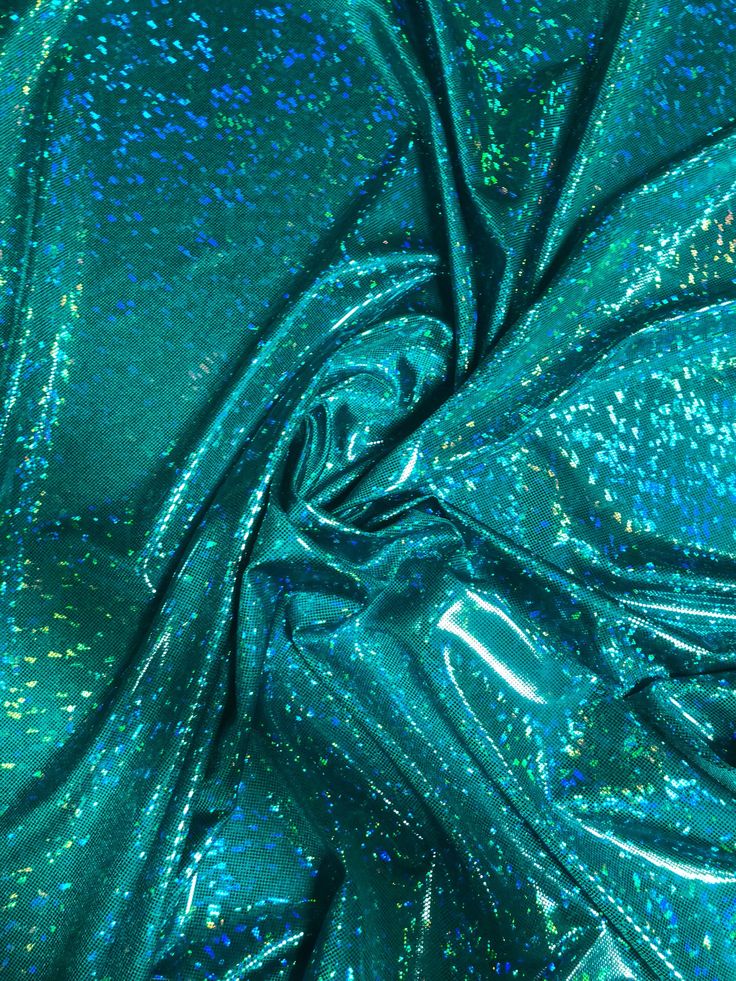 "New nylon spandex broken glass metallic hologram 4way Stretch 58/60\" Sold by the YD. Ships worldwide from Los Angeles California USA. Content: 80% Nylon; 20% Spandex Fabric weight: Medium weight Care: Washable in cold water and flat dry" Fitted Metallic Shimmer Sequin Fabric, Metallic Fitted Sequin Fabric, Metallic Stretch Sequin Fabric With Glitter, Stretch Metallic Sequin Fabric With Glitter, Metallic Stretch Sequin Fabric, Stretch Shiny Sequin Fabric, Turquoise Aesthetic, Tulle Skirt Dress, Iridescent Sequin