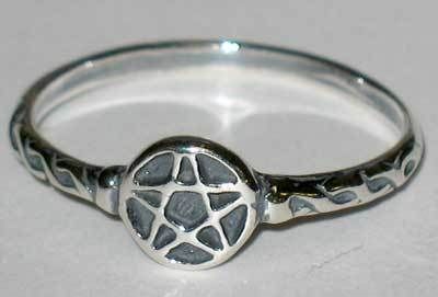 This delicate sterling silver ring features a solid pentagram at its center, accented by a spiraling rope design that works down both sides of the band. 5/8" across, size 4. Wiccan Jewelry, Pagan Jewelry, Metal Models, Rope Design, Delicate Rings, Skeleton Watch, The Band, Both Sides, Sterling Ring