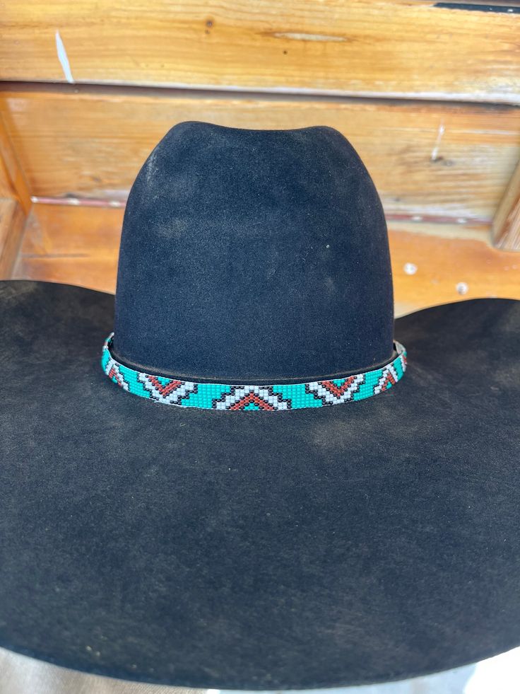 Handmade hatband! Adjustable Top Hat With Flat Crown For Ranch, Handmade Country Hat Bands With Curved Brim, Classic Handmade Adjustable Hat Bands, Handmade Country Hat Band With Curved Brim, Adjustable Custom Top Hat For Country Events, Custom Hat Bands For Rodeo, One Size Fits Most, Traditional Adjustable Felt Hat With Flat Brim, Traditional Adjustable Felt Hat With Curved Brim, Traditional Felt Hat With Adjustable Flat Brim