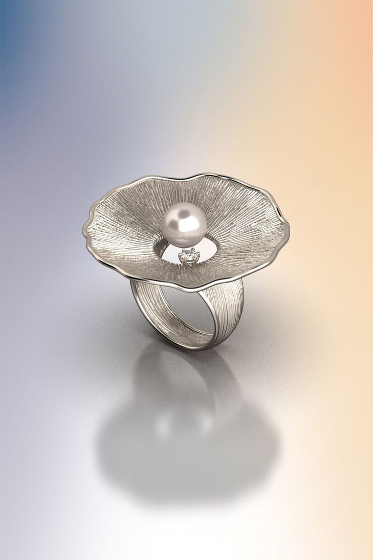 White Gold pearl and diamond ring, 14k or 18k gold statement ring with natural white pearl. Akoya pearl gold ring , Italian fine jewelry in genuine gold. Handmade to order in your metal of choice, this elegant ring has 8 mm white Akoya Pearl The ring is large 36 mm on the top and is crafted in polished and raw gold 18k or 14k  All our jewelry are designed by us and crafted in Vicenza here in Italy, and we really love communicating personally with our customers! Feel free to send us a message with any questions or customizations! Akoya White Sea Pearl 8 / 8,5 mm Customizable Materials: 18k solid yellow gold, white gold, rose gold 14k solid yellow gold, white gold, rose gold ❥ Production time for custom design A new customized solid gold piece will take from 3 to 4 weeks to be designed and f Modern Luxury White Gold Pearl Ring, Luxury Akoya Pearl Ring In Pearl White, Exquisite White Akoya Pearl Ring, Luxury Yellow Gold Sterling Silver Pearl Ring, Luxury Multi-stone Pearl Ring Fine Jewelry, Raw Gold, Pearl Diamond Ring, Jewelry Real, Pearl And Diamond Ring