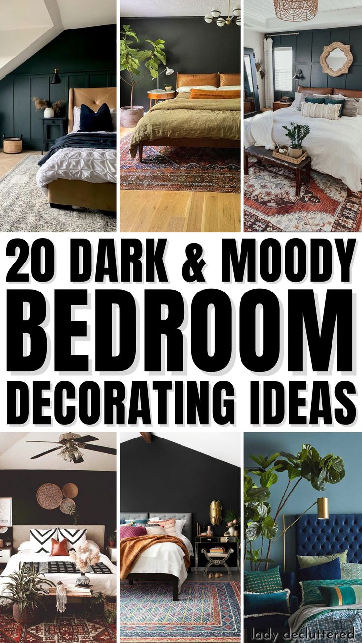 20 Dark & Moody Bedroom Decorating Ideas Dark Moody Bedroom, Moody Bedroom Decor, Dark Cozy Bedroom, Dark And Moody Bedroom, Moody Bedroom Ideas, Moody Bedroom, Design Jersey, Canker Sore, Dark Bedroom