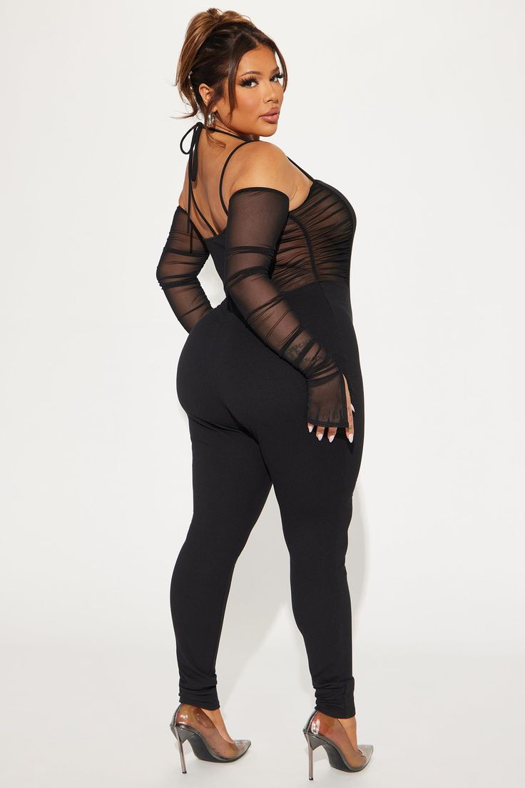 Available In Black. Jumpsuit Spaghetti Straps Straight Neckline Detachable Long Sleeves Legging Stretch Self: 62% Polyester 33% Cotton 5% Spandex Contrast: 95% Polyester 5% Spandex Imported | Don't Tell Me Now Jumpsuit in Black size Small by Fashion Nova Tell Me Now, Straight Neckline, Black Jumpsuit, Me Now, Tell Me, Fashion Nova, Black Fashion, Spaghetti Strap, Spaghetti