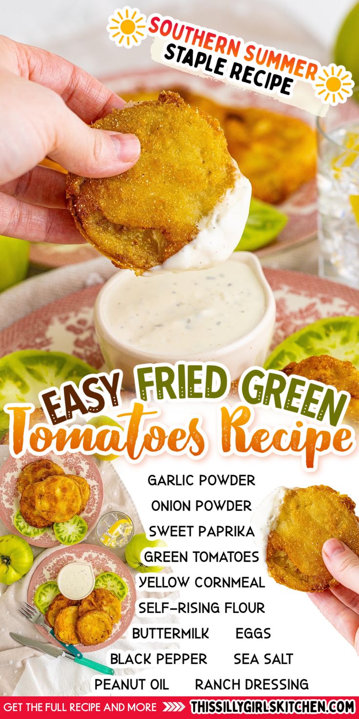 an advertisement for fried green tomatoes recipe