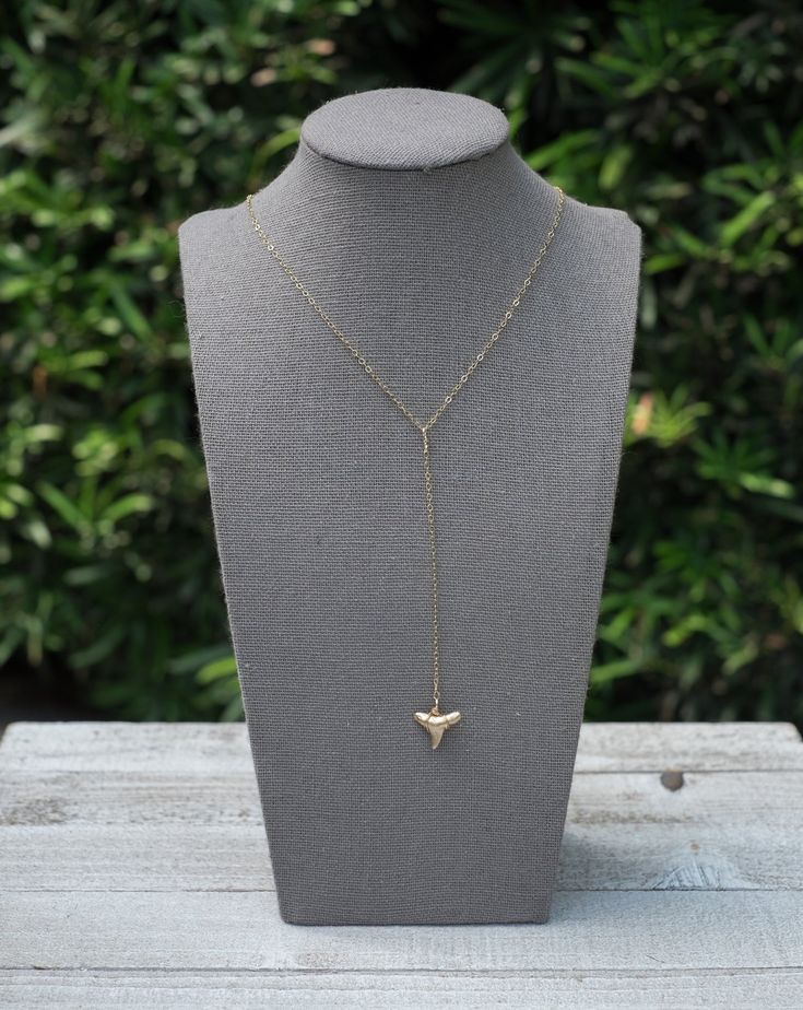 Elegant Shark Tooth Y Necklace — REAL Fossil Jewelry | Foxy Fossils Shark Teeth Jewelry, Dresses Details, Going Out Looks, Cute Ear Piercings, Shark Tooth Necklace, Teeth Jewelry, Tooth Necklace, Fossil Jewelry, Y Necklace