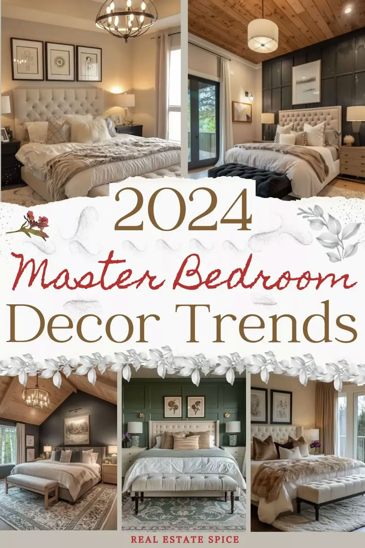 Ready to give your master bedroom a stylish makeover? Explore the top trends of 2024 that are redefining luxury and comfort this year. From bold color palettes and statement headboards to smart technology integrations and minimalist designs, I show you how to transform your space into a modern, beautiful sanctuary. Get inspired by innovative ideas that blend functionality with elegance. Start creating the master bedroom of your dreams today! RealEstateSpice.com #MasterBedroomTrends Bright Colored Master Bedrooms, Decorating Room Ideas Bedroom, Luxurious Bedrooms Master Modern 2024, Boring Bedroom Makeover, Decorate A Bedroom, How To Place Throw Blanket On Bed, How To Style Bedroom, Primary Bedroom Design 2024, Master Bedrooms Decor Modern Luxury 2024