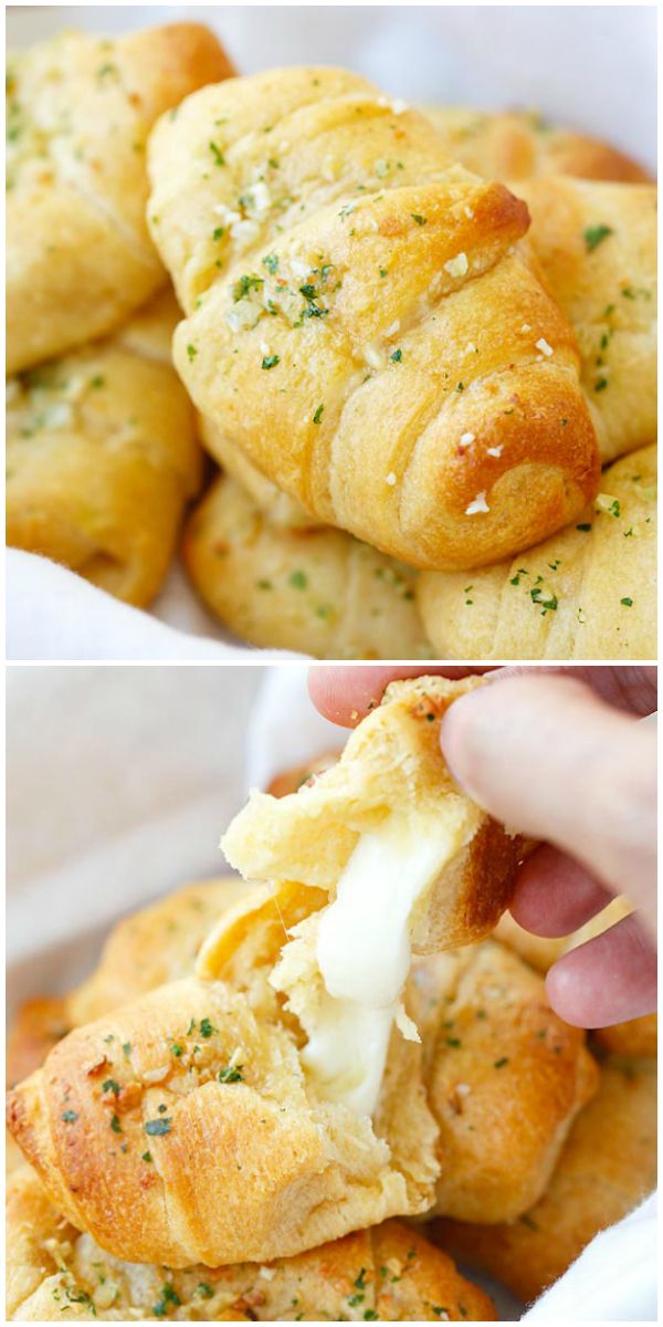 there are two pictures of bread with cheese on it