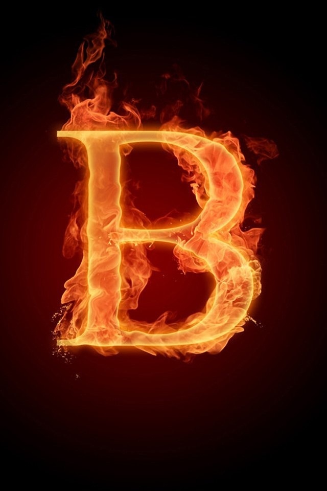 the letter b is made up of fire