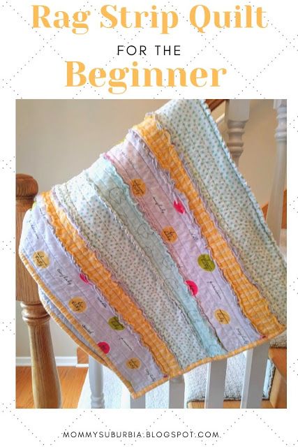 the cover of rag strip quilt for the beginner, with an image of a baby's blanket