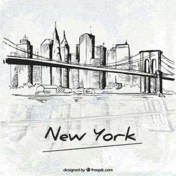 a drawing of the new york city skyline