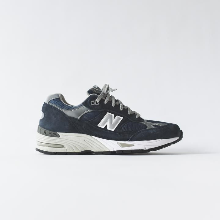 New Balance 991 - Navy / White – Kith New Balance 991, Pig Skin, New Balance Sneaker, Woven Cotton, Cotton Lace, Navy White, Cotton Weaving, Navy And White, New Balance