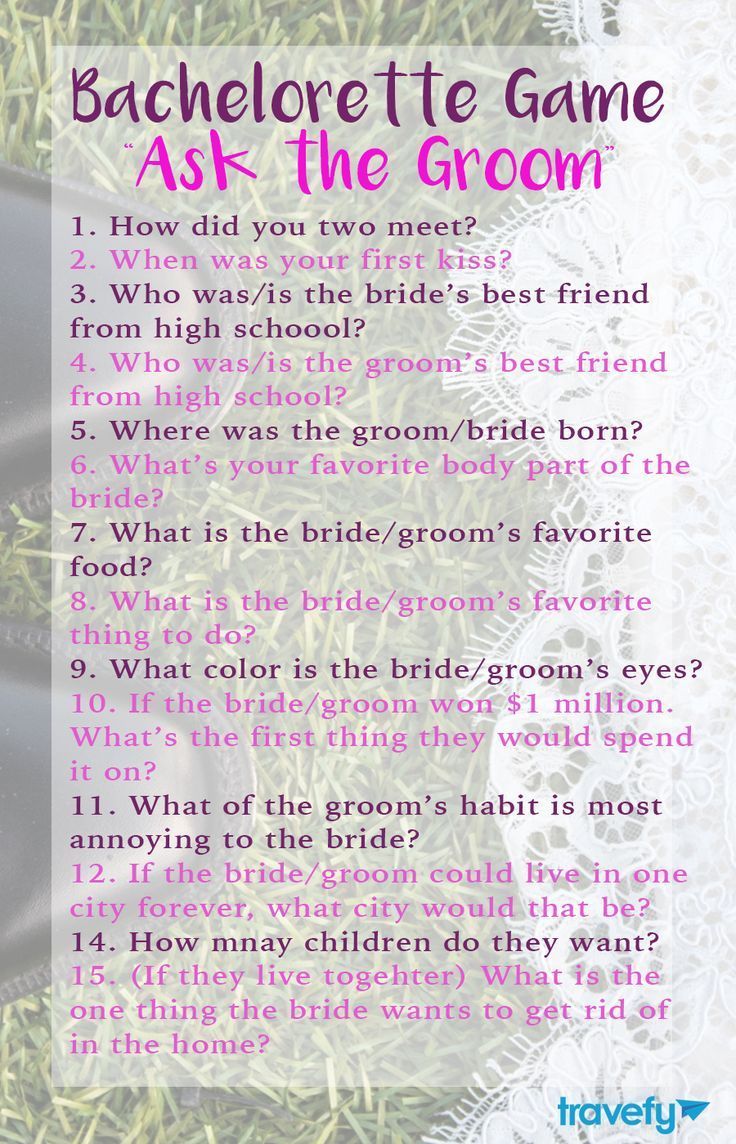 a poem written in pink and white with the words bachelor game ask the groom