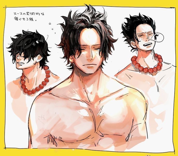 three anime guys with necklaces on their neck