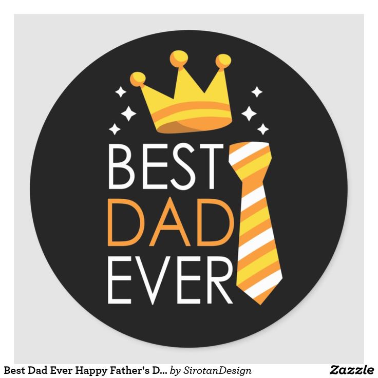 the best dad ever sticker has an orange and white striped tie with stars on it