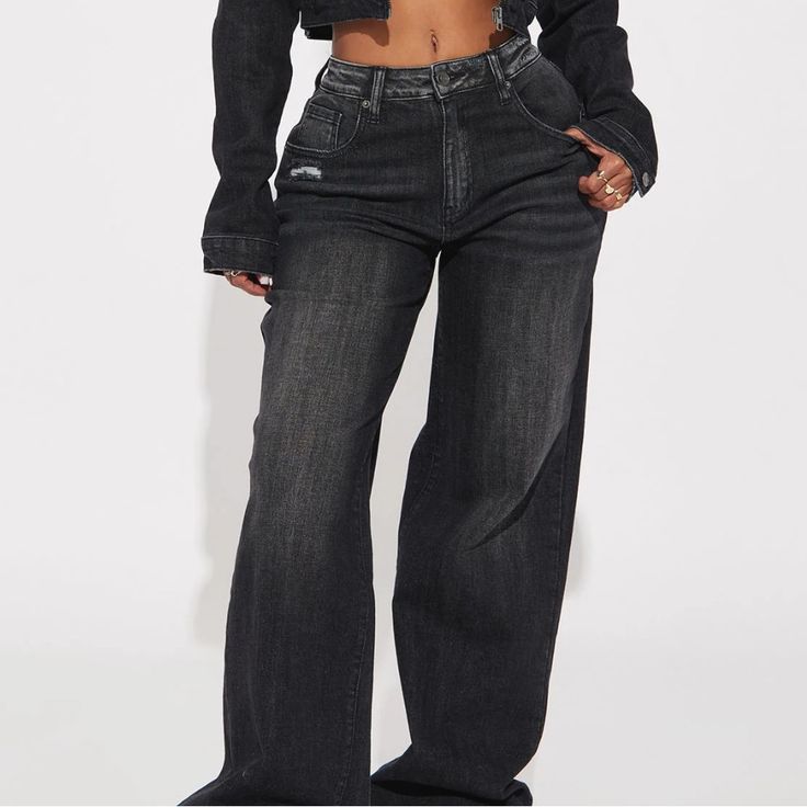 Fashion Nova Astrid Jean New With Tags Baggy Jeans Black, Black Baggy Jeans, Black Mom Jeans, Baggy Jean, Jean Color, Jeans Wide, Fashion Nova Jeans, Baggy Jeans, Colored Jeans