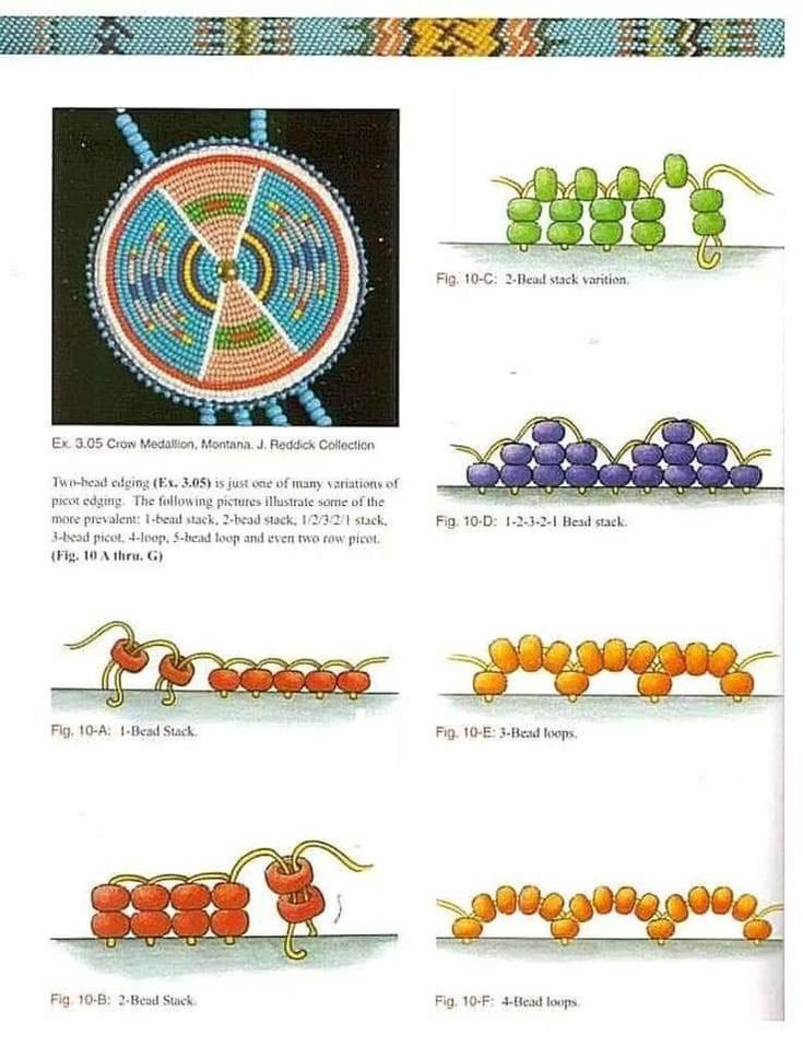 an image of bead patterns and instructions for bracelets, necklaces or earrings