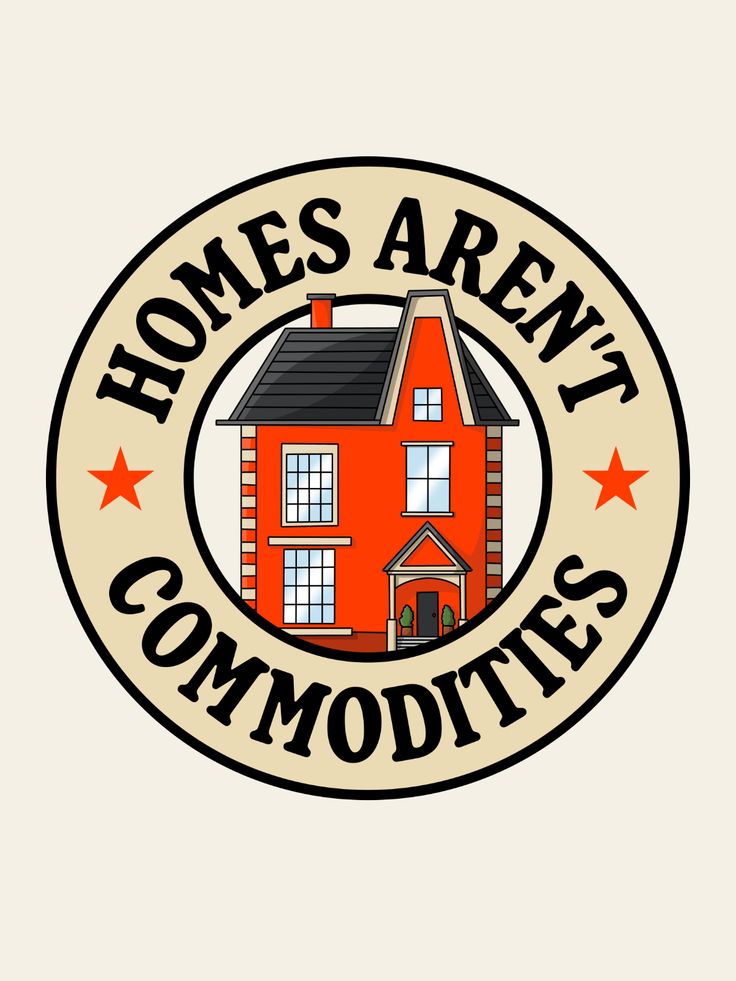 the logo for homes aren't commodities, which is an orange house with