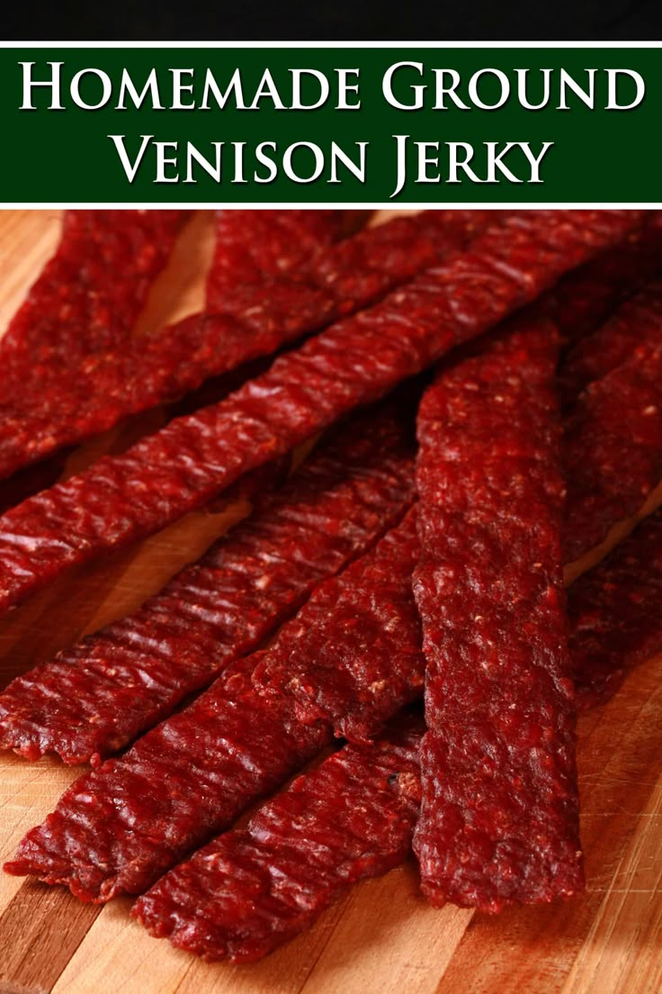 Ground Venison Jerky [Deer Jerky Recipe] Venison Beef Jerky Recipes, Ground Elk Jerky Recipe, Ground Jerky Recipes Venison, Ground Venison Jerky Recipe Dehydrator, Best Deer Jerky Recipe, Air Fryer Venison Jerky, Venison Burger Jerky Recipes, Deer Jerkey Recipes Dehydrator, Ground Deer Crockpot Recipes