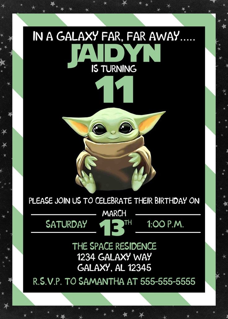 a star wars birthday party with an image of baby yoda on the front and back