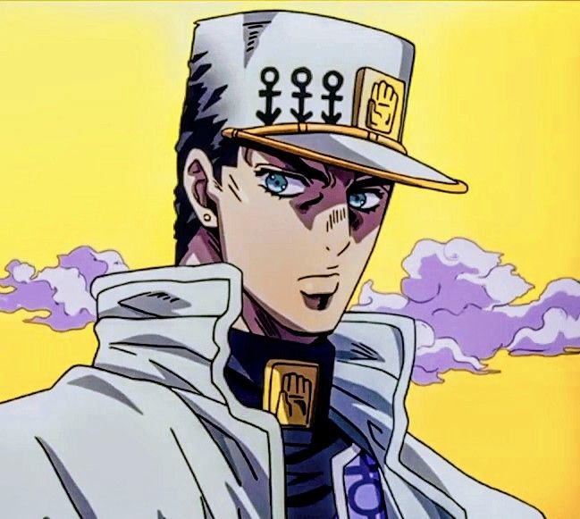 an anime character wearing a baseball cap and looking off to the side with clouds in the background