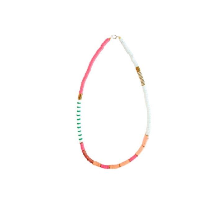 gorgeous colorful necklace that scream summer! 21" long with lobster claw closure. Trendy Multicolor Single Strand Necklaces, Trendy Multicolor Single Strand Necklace, Pink Round Bead Necklaces For Vacation, Pink Round Beads Necklace For Vacation, Pink Round Beads Necklaces For Vacation, Pink Choker Necklace For Summer, Pink Necklace With Colorful Beads For Vacation, Handmade Colorful Necklaces For Vacation, Pink Necklaces With Colorful Beads For Vacation