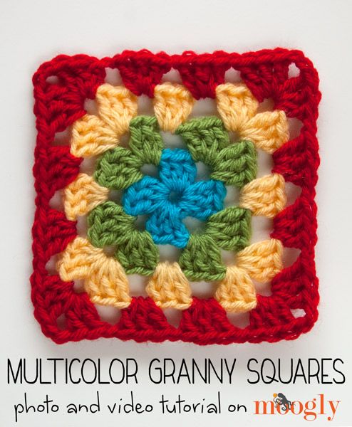 the multicolor granny square is made up of squares