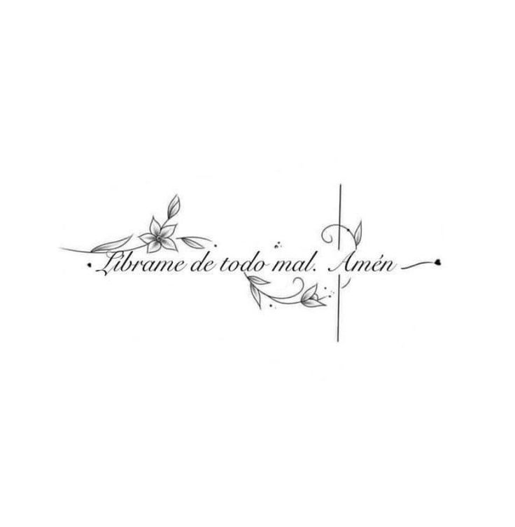 the words are written in black ink on a white background with an artistic flower design