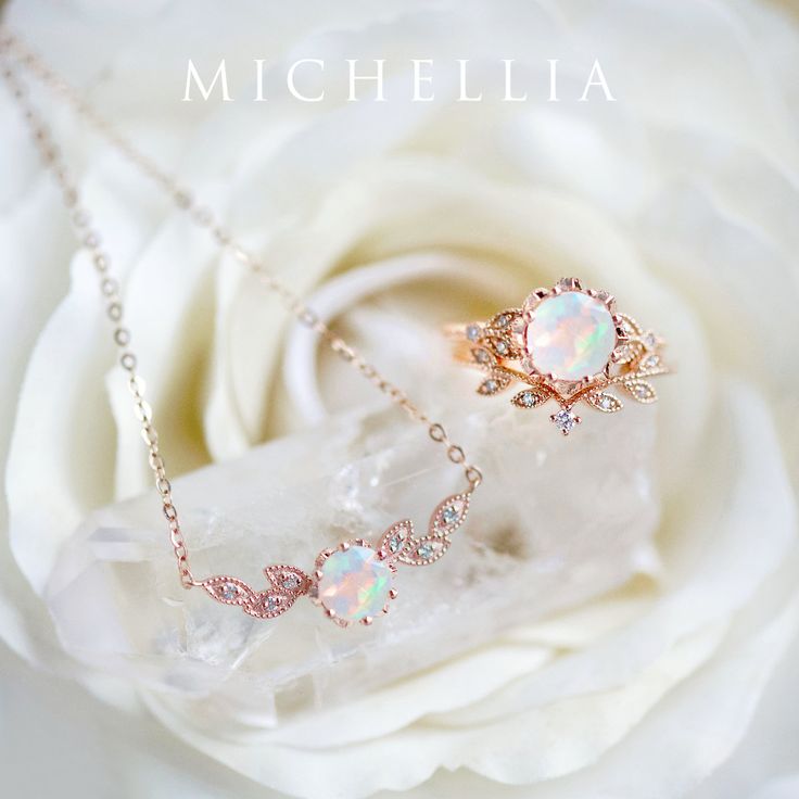 "Our current turnaround time for regular orders is 6-8 weeks. For urgent orders, please shop our Ready-to-Ship collection below (7-10 business days): https://michellia.com/collections/ready-to-ship (please copy and paste into browser) -------- 「Dahlia」- Floral Leaf Necklace, in Ethiopian Fire Opal In the Victorian language of flowers, \"Dahlia\" denotes elegance and dignity. Enchanted with petals that fell upon the fairies and sun glitters that danced amongst the leaves, our Dahlia series is as Fine Jewelry Rose Gold Necklace For Wedding, Fine Jewelry Rose Gold Jewelry For Celebration, Fine Jewelry Rose Gold Wedding Necklace, Fine Jewelry In Rose Gold For Celebration, Rose Gold Fine Jewelry For Celebrations, Celebration Fine Jewelry In Rose Gold, Rose Gold Wedding Jewelry Hallmarked, Rose Gold Hallmarked Jewelry For Wedding, Wedding Rose Gold Hallmarked Jewelry