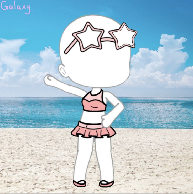 a girl standing on the beach with her arms in the air and two stars above her head