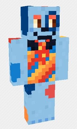 an image of a pixellated character in the style of minecraft, with blue and orange colors