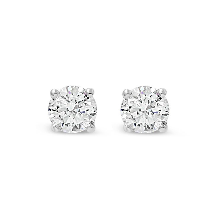 Classic 1.50ctw round diamond stud earrings crafted in 14K white gold. Diamond White Round Cut Earrings With Diamond Accents, Gia Certified 14k White Gold Round Cut Diamond Earrings, Gia Certified White Gold Round Cut Diamond Earrings, Macy's Brilliant Cut Diamond White Diamond Earrings, Roberto Coin Earrings, Round Diamond Stud Earrings, Lighthouse Point, Diamond Earrings Studs Round, Diamond Stud Earrings