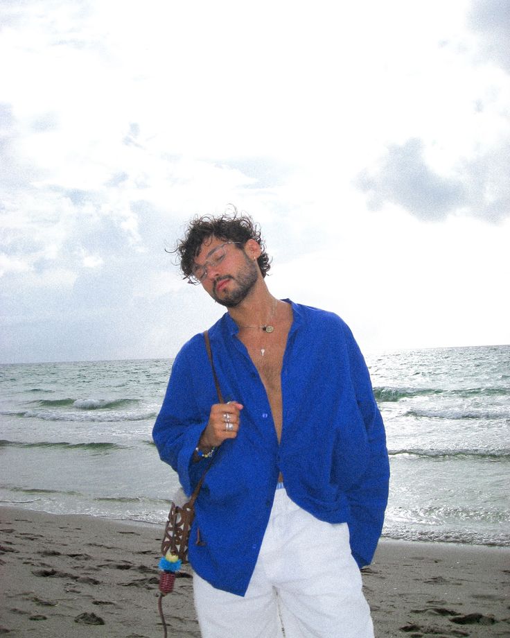 i see the sea ——— beach outfit, linen, summer fashion, ocean, blue, tropical outfit, menswear, leather accessories, men’s styling, frogs Men’s Tropical Outfit, Men Island Outfit, Beach Aesthetic Man, Men’s Clothing Beach, Tropical Outfit Men, Male Beach Outfit, Beach Men Outfit, Beach Fashion Men, Beach Fits Men