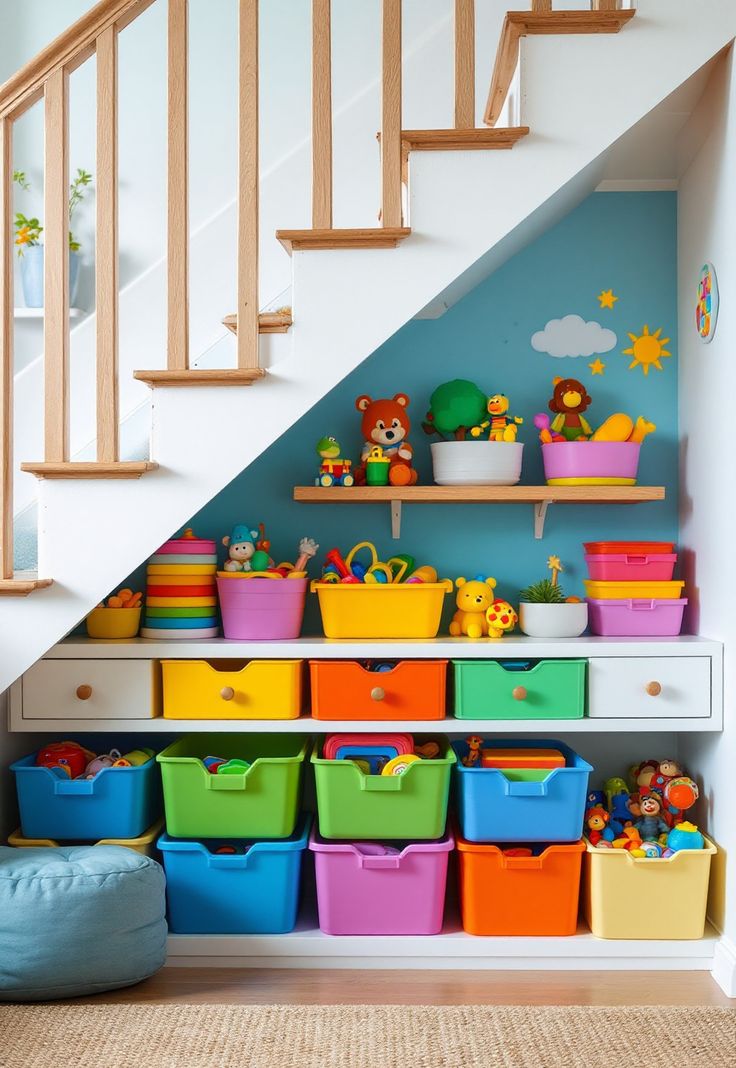 Staircase Storage Under Stairs Storage Under Stairs Ideas, Staircase Storage Under Stairs, Shoe Storage Under Stairs, Storage Under Stairs, Shelves Under Stairs, Cabinet Under Stairs, Under Stairs Ideas, Creative Toy Storage, Space Under Stairs