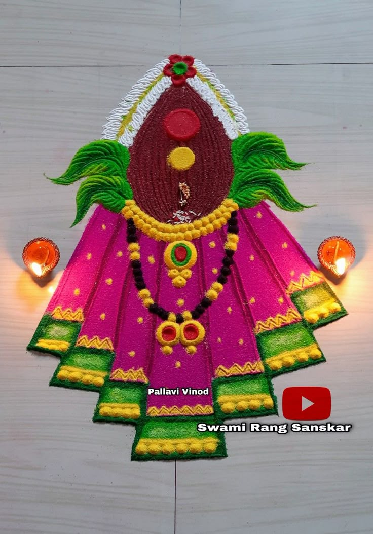 an intricately decorated idol hanging from the ceiling