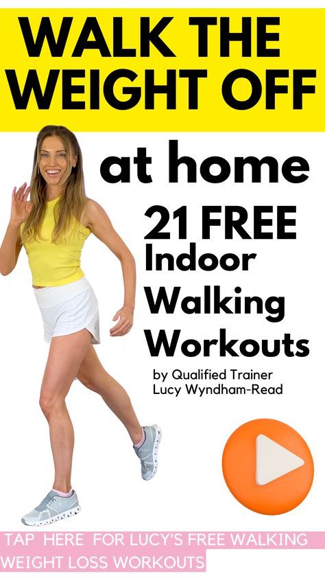 a woman running with the words walk the weight off at home 21 free indoor walking workouts