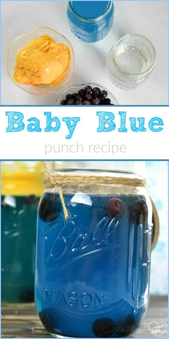 baby blue punch recipe in a mason jar