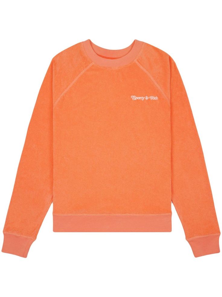 carrot orange cotton embroidered logo to the front crew neck long raglan sleeves elasticated cuffs straight hem When buying this unisex item, keep in mind that it is graded in standard men's sizing. Orange Sweatshirt, Tennis Rackets, Tennis Club, Tennis Clubs, Sporty And Rich, Active Wear For Women, Raglan Sleeve, Tennis, Active Wear