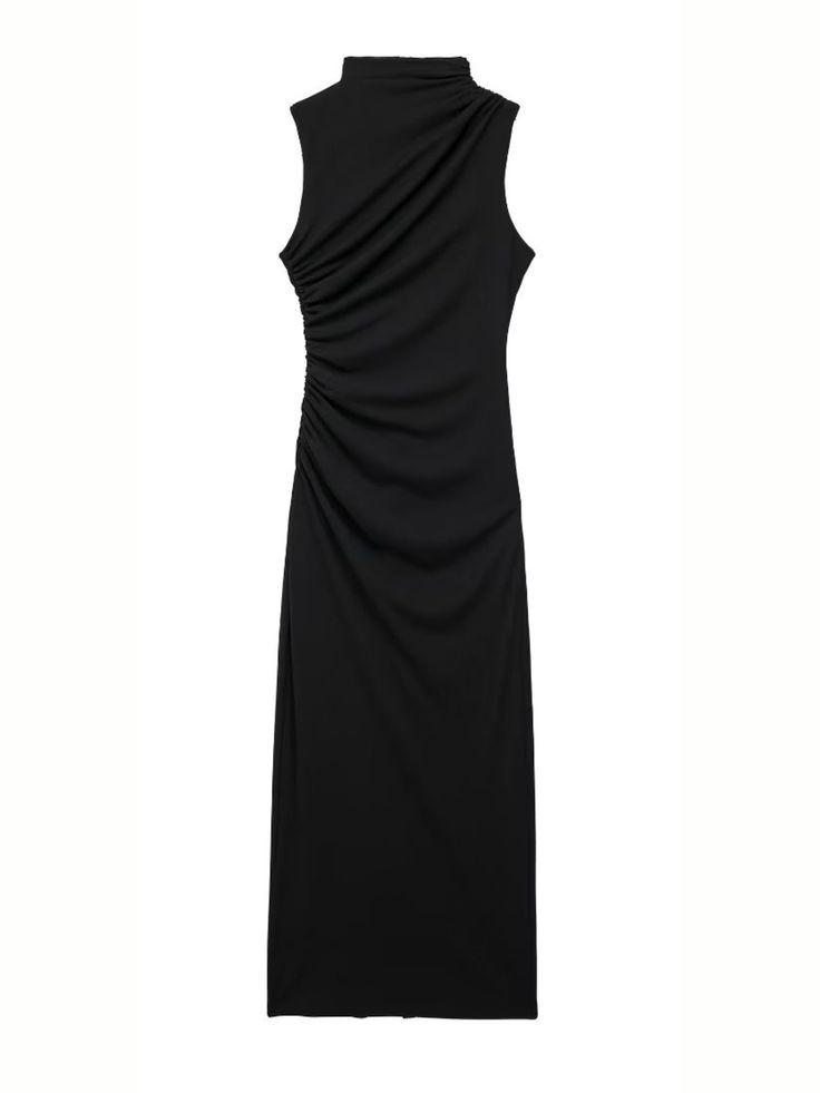 Elevate your evening look with the Paola Pleated Midi Dress from Alees Fashion. The high neck and stand collar add a touch of sophistication, while the sleeveless design and slim fit keep it modern. Available in an array of colors, this elegant maxi dress is crafted with a tight fabric for a flattering silhouette. Paola Pleated Midi Dress High Neck Stand Collar Sleeveless Slim Fit Straight Tight Fabric Elegant Maxi Dress Available in Grey Green, Purple, Pink and Black Colors Alees Fashion Evenin Nyc Outfits Summer, Summer Formal Dresses, Evening Dress Collection, Dress High Neck, Bodycon Dresses Casual, New Years Eve Dresses, Eve Dresses, Elegant Maxi Dress, Evening Dress Fashion