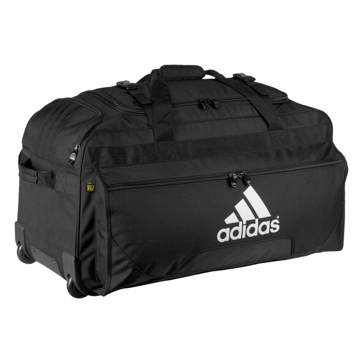 adidas Team Wheel Bag. Get your gear where it needs to be quickly and effortlessly with adidas' Team Wheel Bag. Durable duffle with easy-roll wheels, a telescoping padded handle, supportive compression straps and padded handles on top and bottom to make traveling a breeze. The adidas Team Wheel Bag has a large main compartment with an inner zippered pocket and two side pockets. FreshPAK technology keeps odor at bay. 600D polyester. 30" x 15" x 14.5". Tennis Outfit Women, Tennis Bags, Adidas Bags, Gym Backpack, Tennis Bag, Team Bags, Adidas Tennis, Team Training, Workout Bags