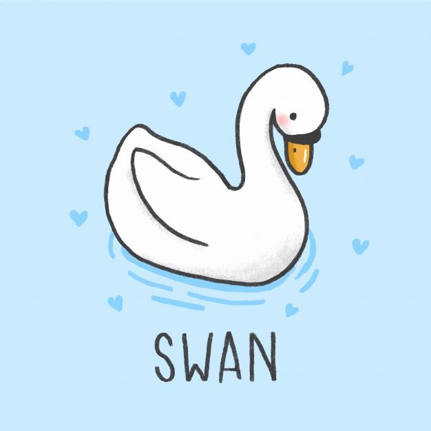 a white swan floating in the water with hearts around it's neck and head