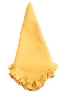 a yellow napkin with ruffled edges on a white background