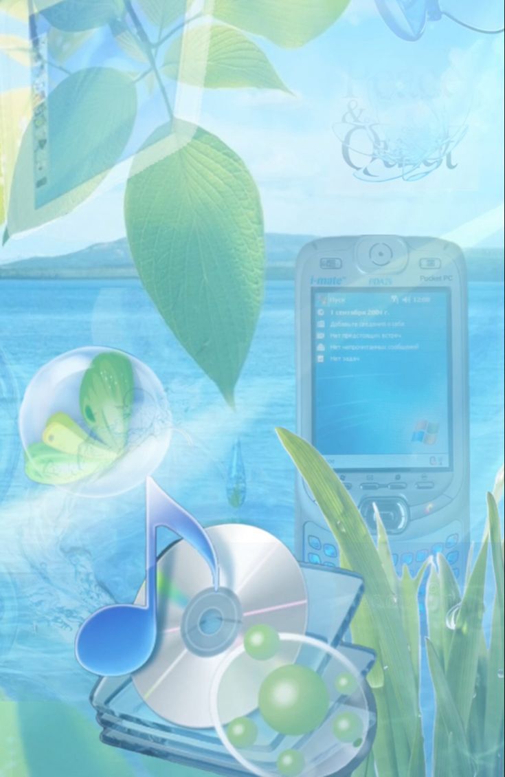 an image of a cell phone with music on the screen and leaves in the background