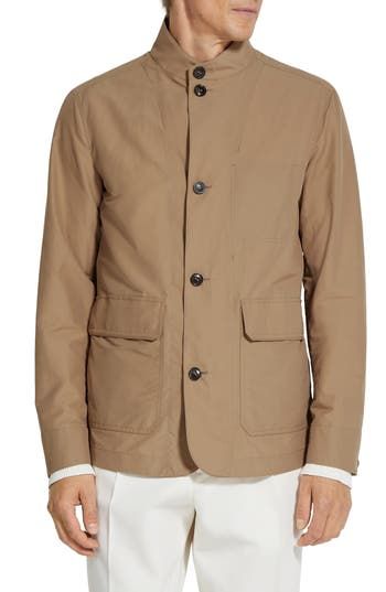 Ideal for outdoor adventures and active days in the city, this jacket is impeccably crafted from nylon-enriched cotton. A water-repellent finish underscores the everyday versatility of the look. Front button closure Stand collar Button cuffs Front flap-patch pockets Water-repellent 54% cotton, 46% nylon with leather details Professional leather clean Made in Italy Designer Clothing Cotton Sport Coat With Patch Pockets For Outdoor, Cotton Utility Jacket With Patch Pockets For Outdoor, Cotton Outerwear With Functional Pockets For Fall, Workwear Nylon Outerwear With Functional Pockets, Functional Cotton Outerwear For Work, Utility Outerwear With Functional Pockets For Spring, Cotton Outerwear With Flap Pockets For Outdoor, Cotton Outerwear With Functional Pockets For Outdoor Activities, Cotton Outerwear With Functional Pockets For Outdoor