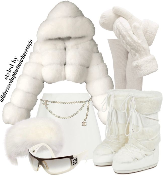 Virtual Styling: White Snow Bunny Look Outfit | ShopLook White Fluffy Outfit Y2k, Polar Bear Inspired Outfit, Snow Core Outfits, White Bratz Outfit, Snow Bunny Outfit Halloween, White Fur Rave Outfit, Bratz Snow Outfits, Snow Bunnies Outfits, Snow Princess Rave Outfit