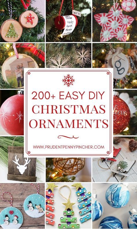 christmas ornaments are arranged in different pictures with the words 200 easy diy christmas ornaments