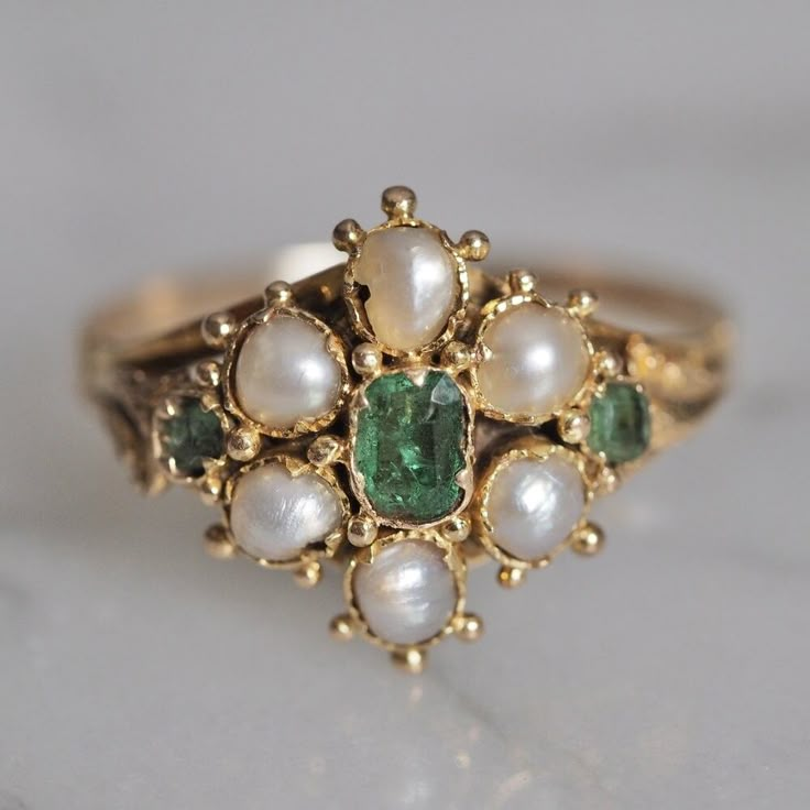 Georgian Engagement Rings, Vintage Victorian Engagement Rings, Vintage Pearl Engagement Ring, Victorian Rings Engagement, Emerald And Pearl Engagement Ring, Vintage Engagement Rings Emerald, Georgian Engagement Ring, Pearl Engagement Ring Vintage, Antique Engagement Rings Victorian