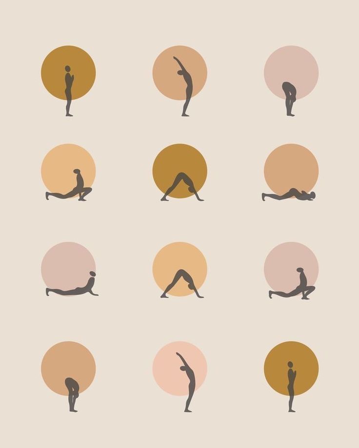 the silhouettes of people doing different yoga poses